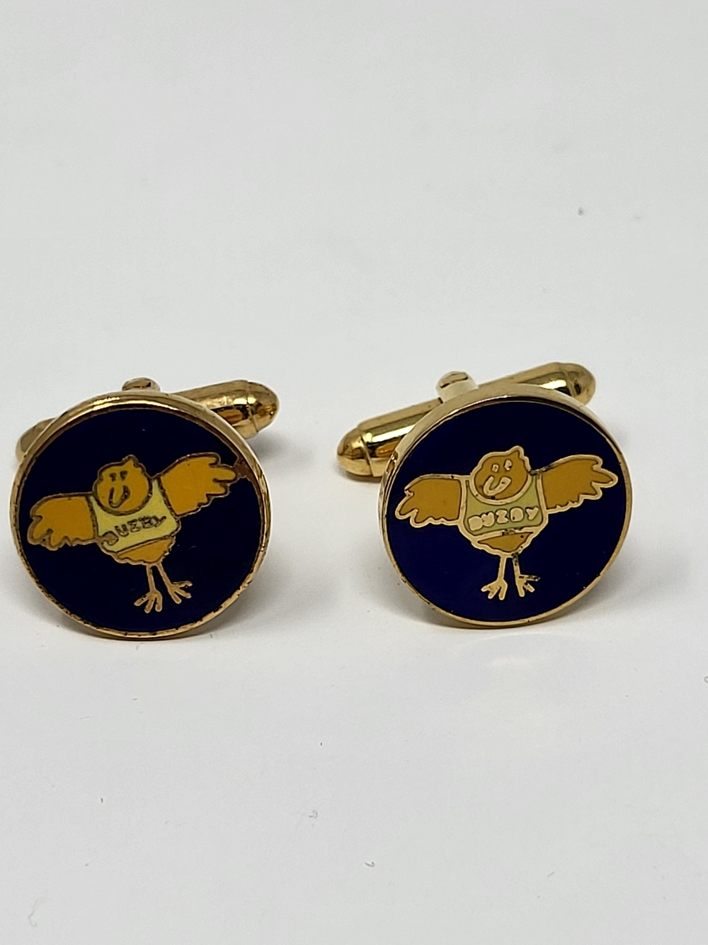 Gold and Navy Cartoon Bird Cuff Links - Men Accessories
